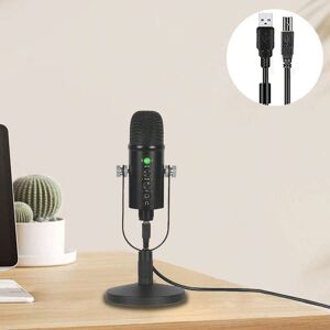 SHEIN 1 USB Powered Condenser Microphone Set Real-Time Monitoring Original Sound Quality 360 ° Rotating Stand Can Only Be Noise Reduction For Home Computer Recording Game High Sampling Black