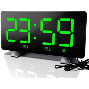 SHEIN Led Radio Alarm Clock Creative Snooze Electronic Clock Usb Charging Digital Desk Clock (green) Green one-size