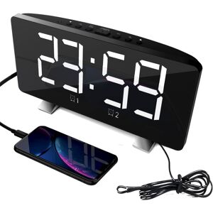 SHEIN Led Radio Alarm Clock With Sleep Function, Creative Electronic Clock With White Led Display White one-size