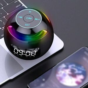 SHEIN Sx21y Colorful Led Clock Alarm Clock Speaker Black one-size