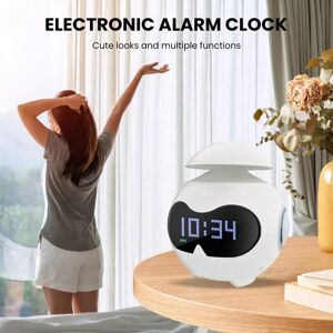 SHEIN 1pc Usb Emoticon Clock With Wireless Music Alarm, Suitable For Bedroom Bedside Table Desktop Night Light Home Fun Atmosphere Lamp White 5.1*5.1*5.9 inches