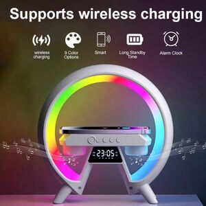 SHEIN Magical Arc Light Wireless Charging Atmosphere Light, With Clock & Alarm Clock Function, Multi-Purpose Use For Bedroom, Office, New House, Etc., Ideal Gift Choice For Birthday, Christmas, Housewarming, Etc. White one-size