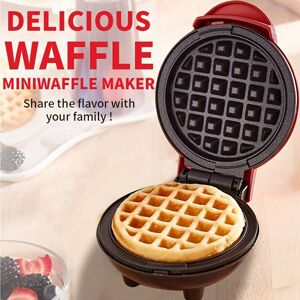 SHEIN 1pc Mini Waffle Maker Machine, Waffle Iron For Pancakes, Waffles, Paninis, Breakfast, Lunch, Snack, Household Cooking Machine, Compact Design, Sandwich, Eggs, Easy To Clean Red US Plug