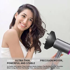 SHEIN 1800W Professional Hair Dryer With Diffuser Ionic Conditioning - Powerful, Fast Hairdryer Blow Dryer,AC Motor Heat Hot And Cold Wind Constant Temperature Hair Care Without Damaging Hair Rose Red EU Plug,US Plug