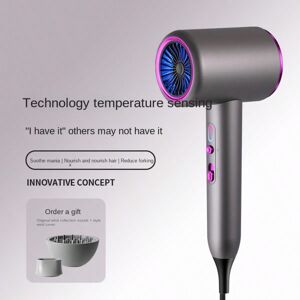 SHEIN Travel Electric Super Ionic Hair Drier Professional Salon Hairdryer Blow Dryer Nozzle High Speed Hair Dryer Grey