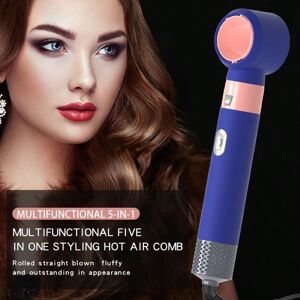 SHEIN New 5 In 1 Hot Air Brush, Ionic Hair Dryer, Hair Curler & Straightener, Nozzle Free Blow Dryer, Hair Styling Comb Blue [without Negative Ions]