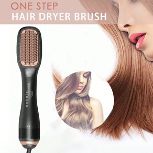 SHEIN 1pc Hair Dryer Brush And Straightener - Powerful 3-In-1 Hot Air Brush, Multi-Functional Hair Styling Tool For Wet/Dry Hair, Professional Ionic Blow Dryer Brush And Steam Hair Straightener Black