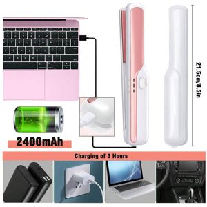 SHEIN 1pc Mini Usb Wireless 2-In-1 Straightening & Curling Iron, Portable For Home & Travel Personal Use White one-size