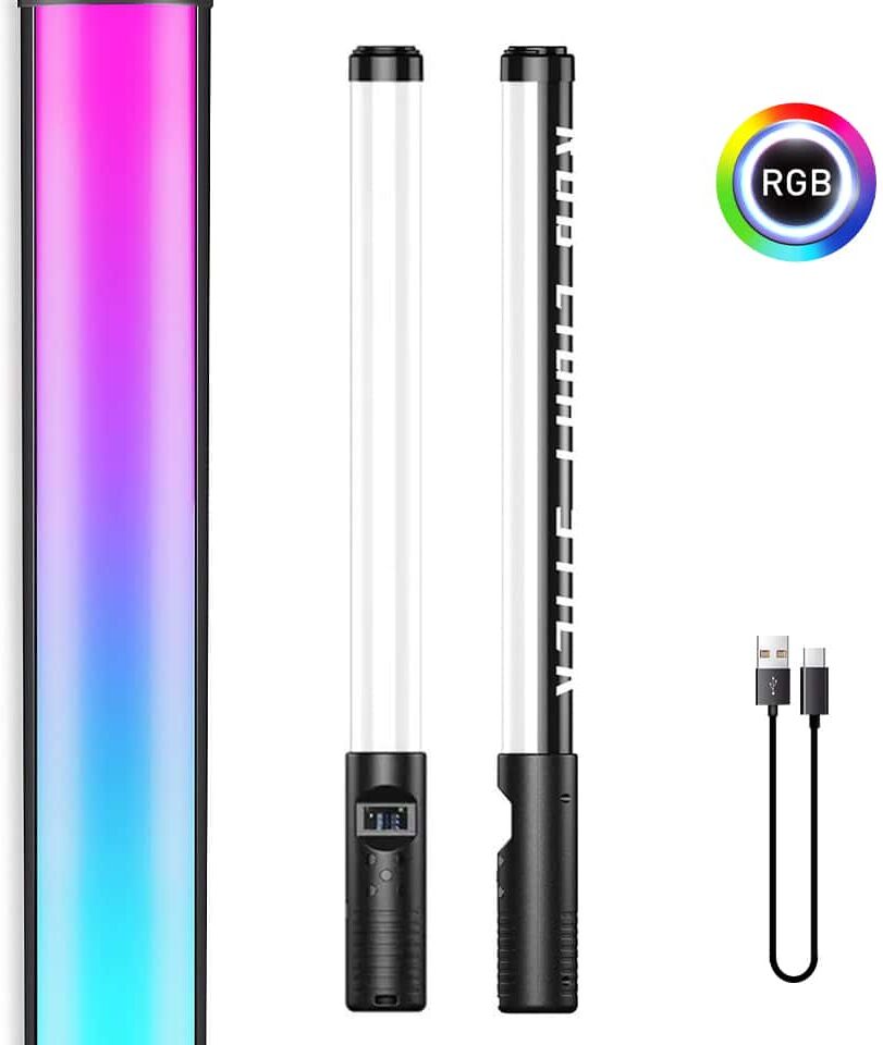 SHEIN RGB Photography Lighting Video Light Wand Stick Party Colorful LED Lamp Fill Light Handheld Flash Speedlight Black