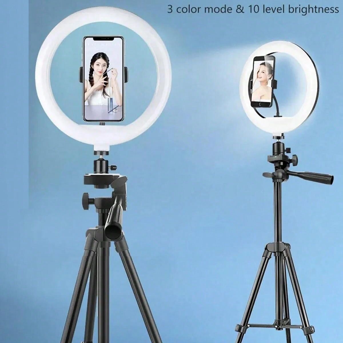 SHEIN 20cm Led Photo Ring Light With Tripod Stand For Selfie Video Photography, Circular Shape Illuminator Black one-size