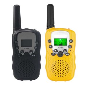 SHEIN 2pcs Mini Handheld Wireless Communication Toy Walkie Talkies In Black And Yellow, Portable 22-channel Two-way Radio black+yellow one-size