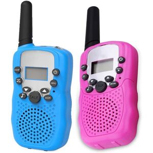 SHEIN 2pcs Mini Handheld Wireless Walkie Talkies Toy, Portable 22-channel Radio, Blue & Pink blue+pink one-size