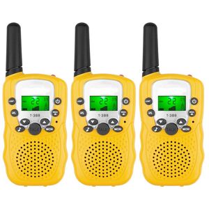 SHEIN 3pcs Yellow T388 Wireless Toy Walkie Talkies, Abs Portable Handheld 22-channel Two-way Radio Yellow one-size