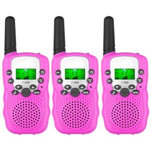 SHEIN Set Of 3 Pink T388 Kids' Walkie Talkies, Abs Handheld Portable 22 Channel 2-way Radios Pink one-size