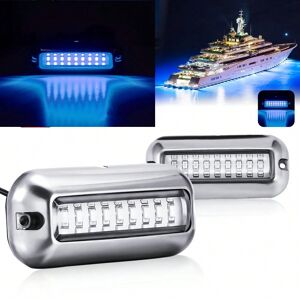SHEIN Pair 27LED Blue Waterproof Underwater BOAT MARINE Transom Light Stainless Steel Apricot