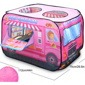 SHEIN 1pc Pink Food Truck Tent For Kids, Car Playhouse Indoor & Outdoor Pop-Up Portable Tent, Foldable Without Installing, Playhouse For Boys And Girls Like Villa Castle House Toys Pink one-size