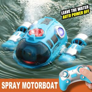 SHEIN 1pc Remote Control Boat Pool Toys For Kids, 2.4ghz Fast Mini Boat With Spray Gas Boat Blue one-size