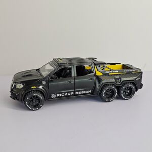 SHEIN 1pc Die-Cast Off-Road Pickup Truck Model Toy, Made Of Zinc Alloy, Featuring Movable Parts, Sound And Light Effects, Black, Popular Birthday Gift For Kids Black one-size