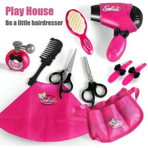 SHEIN Pretend Play Electric Hair Dryer & Salon Styling Tools Set, Children's Simulation Dressing & Haircut Toy For Girls Gifts Pink one-size