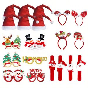 SHEIN 10/12/14/18/20pcs Christmas Style Eyeglasses Frame Assorted With Christmas Headband, Hair Ties, Hats And More Multicolor one-size