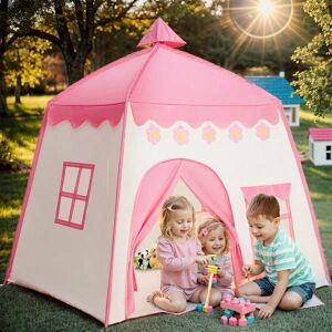 SHEIN Princess Castle Play Tent For Girls And Boys With Indoor And Outdoor Big Kids Playhouse Castle Tent For Pretend Play, Birthday Gift, Christmas And Party Pink one-size