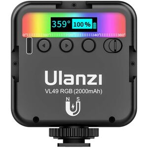 SHEIN Ulanzi Ulvl49 Mini Rgb Fill Light, Universal Photography Light For Cell Phone, Camera, Dslr, For Indoor Portrait Vlog, Led Portable Light Black