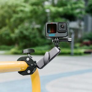SHEIN Handlebar Clamp Mount With Flexible 360 Ball Head Bike Bicycle Motorcycle Boat Vehicle Tree Tube Extension Mounting Attachment For GoPro Insta360 DJI Action LED Light Vlog Video Accessories Black one-size