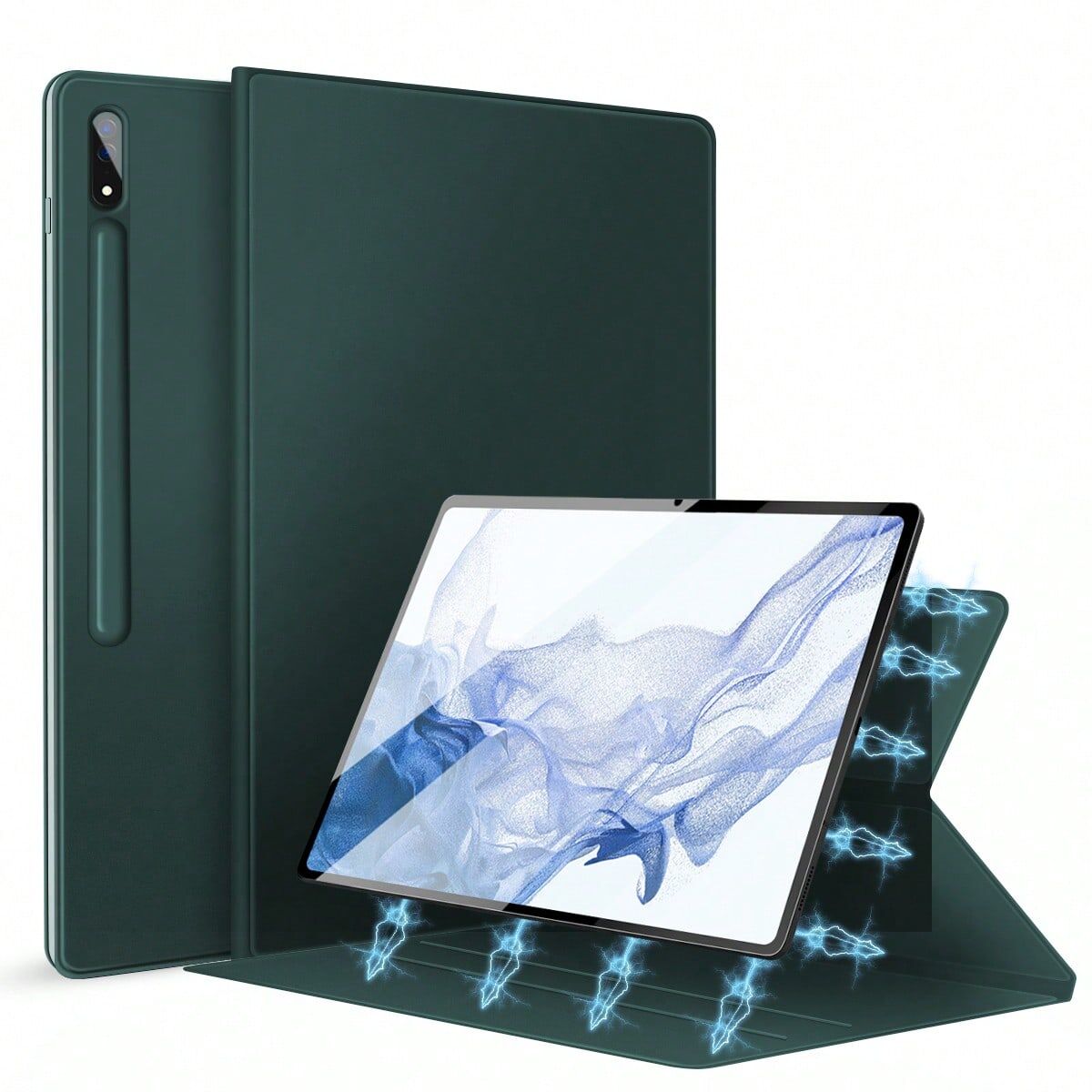 SHEIN Magnetic Tablet Case For Samsung Galaxy Tab S7 S8 S7 FE S7 Plus S8 Plus Funda With Built-in Pencil Holder Army Green Samsung Galaxy Tab S8 11 Inch,Samsung Galaxy Tab S8+ 12.4 Inch,Samsung Galaxy Tab S7 11 Inch,Samsung Galaxy Tab S7 FE 12.4 Inch