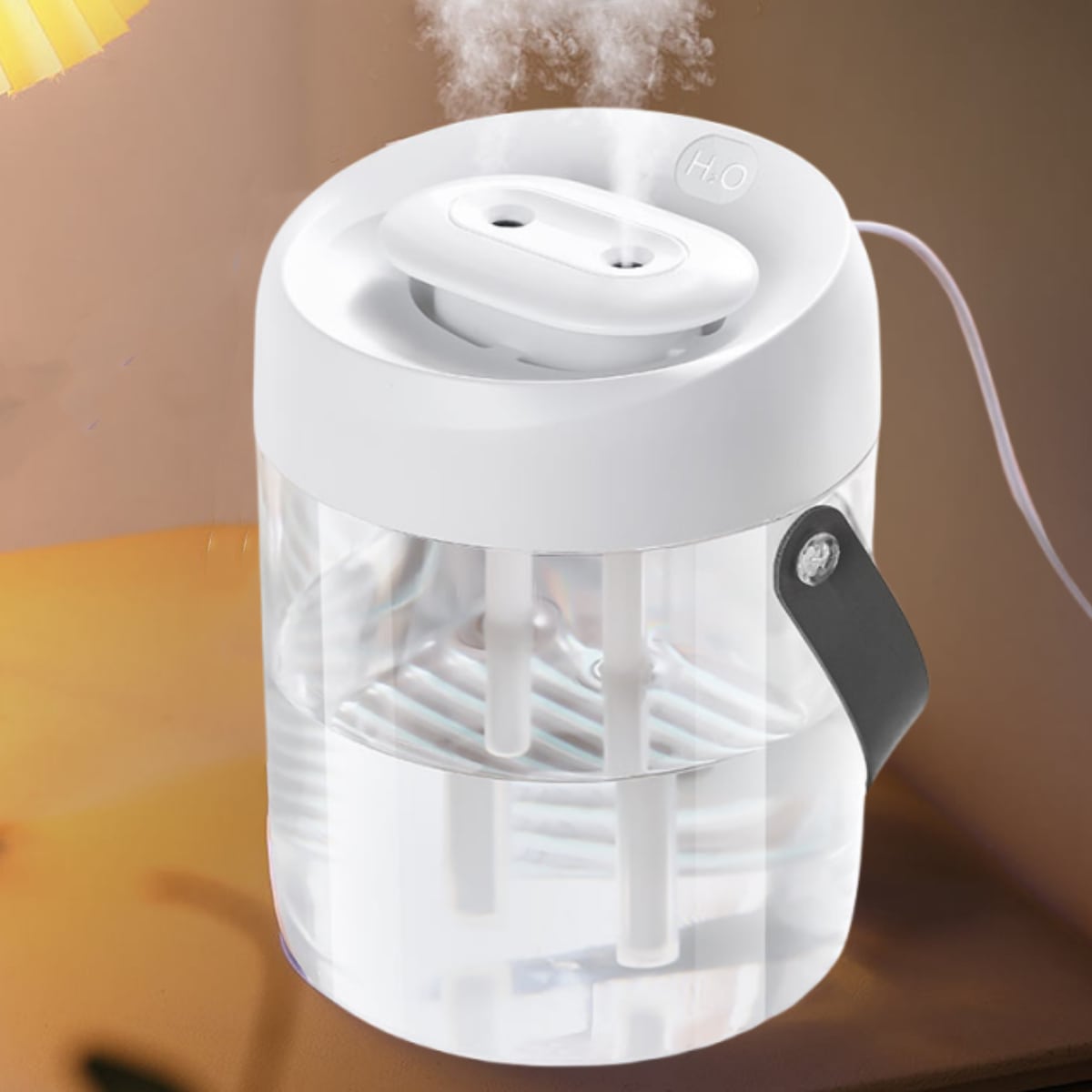 SHEIN 1pc, Humidificateur Numérique à Double Jet D'Humidité USB Home 7 Couleurs Ambiance Chaleureuse Lumière Chambre à Coucher Machine D'Aromathérapie Silencieuse Bureau Bureau 2000ml Grande Capacité Purification De L'Air Grand Spray White [without digita