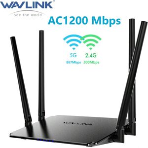 SHEIN WAVLINK Wireless Router 1200Mbps, 5GHz+2.4GHz Wifi Repeater Dual Band WiFi 5 Router With 4x5dBi Antennas, 10/100Mbps WAN/LAN, Supports Router/AP/Repeater Mode, Beamforming Tech Black