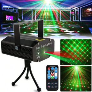 SHEIN New Mini LED Stage Light DJ Disco Projector Light Sound Activated Laser Lights Remote Control Flash For Christmas Party Lights Blue/Black EU Plug Multicolor Blue Stage Light-EU plug,Black Stage Light-EU plug