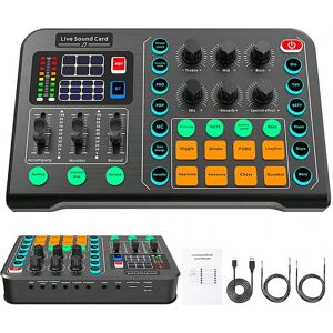 SHEIN Professional Audio Mixer,Audio Interface With DJ Mixer Live Sound Card Effects And Voice Changer,48V Phantom Power Stereo DJ Studio Streaming,Prefect For Streaming/Podcasting/Gaming Black