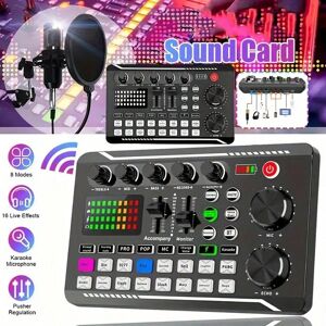 SHEIN Live Sound Card And Audio Interface With DJ Mixer Effects And Voice Changer,Podcast Production Studio Equipment,Prefect For Streaming/Podcasting/Gaming Black