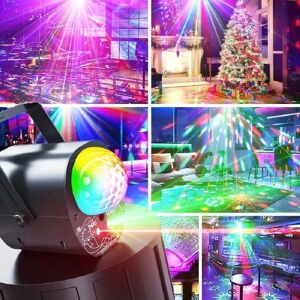 SHEIN DJ Disco Lights LED Stage Lights Strobe Lights Sound Activation WithRemote Control Home Reunion Party Holiday Club Bar ChristmasBirthday Wedding Home Decoration Black one-size