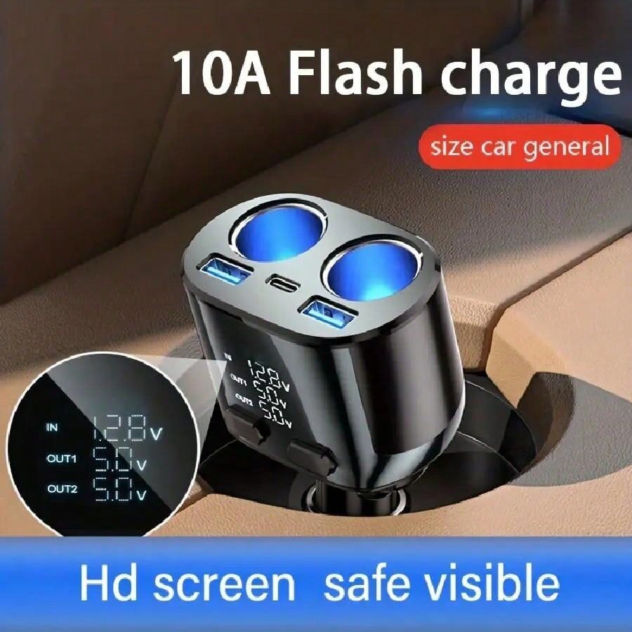 SHEIN Car Charger Fast Charge One Drag Three Two Cigarette Lighter Conversion Plug Usb Car Flash Charge Multi-Functional Car Charger Black One Size