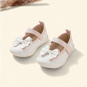 SHEIN Baby Bow Decor Hook-and-loop Fastener Flats White EUR20,EUR21,EUR22,EUR23,EUR24,EUR25,EUR26