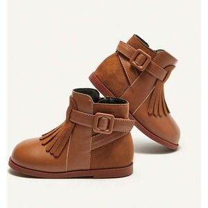 SHEIN Baby Fringe Decor Zipper Side Preppy Boots For Outdoor Brown CN20,CN21,CN22,CN23,CN24,CN25,CN26