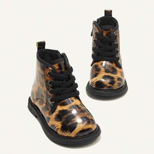 SHEIN Fashionable And Versatile Fun Leopard Print Baby Comfortable Soft-soled Non-slip Short Boots Multicolor EUR20,EUR21,EUR22,EUR23,EUR24,EUR25,EUR26