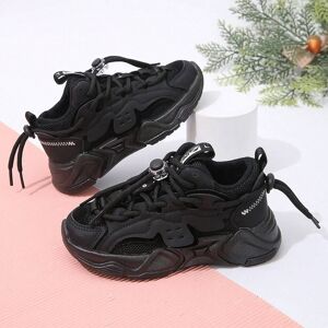 SHEIN 1pair Stylish Baby Black Sports Shoes Black EUR23,EUR24,EUR25,EUR26,EUR27,EUR28,EUR29,EUR30,EUR31