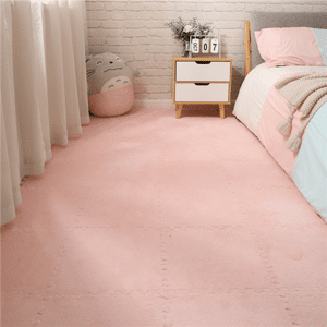 SHEIN 12pcs/set 12 X 12 Inch Acrylic Floor Mat, Modern Baby Pink Washable Foam Mat For Bedroom Baby Pink 30*30cm 12pcs