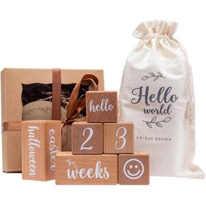 SHEIN Wooden Monthly Milestone Cards, Perfect Prop For Baby Full Moon And 1 Year Old Photography, Record Baby's Growth Brown one-size