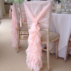 SHEIN 6pcs/pack Light Pink Chiffon Chair Sashes For Wedding & Party Decoration Baby Pink 145*60