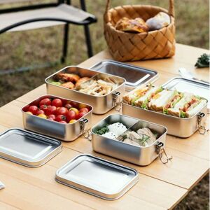 SHEIN Sus304 Stainless Steel Lunch Box With Partition And Lid, Leakproof Lunch Box For Travel, Outdoor And Picnic Silver Small,Middle,Big