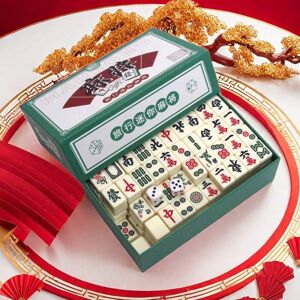 SHEIN 1set Mini Portable Handmade Mahjong Card Set, Suitable For Home, Travel, Dormitory, Outdoor Entertainment Multicolor one-size