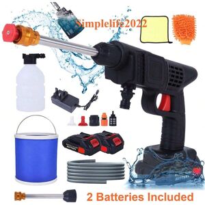 SHEIN 2 Battery Portable Cordless Car High Pressure Washer Jet Water Wash Cleaner Gun Black