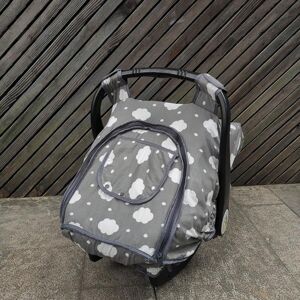 SHEIN Baby Car Seat Cover Carseat Canopy For Newborn Carrier 2 Layers Window With Mesh, Patented Grey one-size