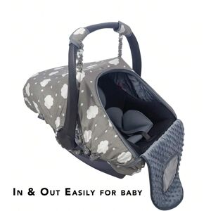 SHEIN Baby Car Seat Cover Carseat Canopy For Newborn Carrier 2 Layers Window With Mesh, Patented,Grey Grey one-size