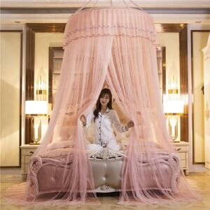 SHEIN Free Installation Mongolian Yurt Mosquito Net For 1.5/1.8m Bed, Foldable & Anti-Fall Grid Design Baby Pink one-size