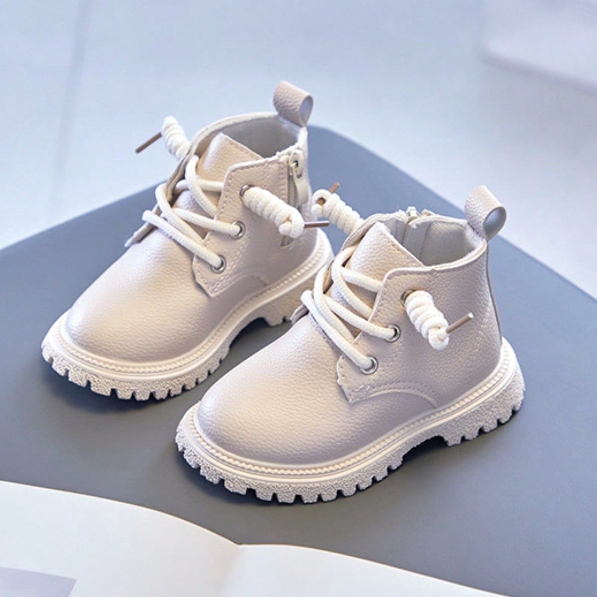 SHEIN Baby Kids Short Boots Boys Shoes Autumn Winter Leather Children Boots Fashion Toddler Girls Boots Bo Beige CN21,CN22,CN23,CN24,CN25,CN26,CN27,CN28,CN29,CN30