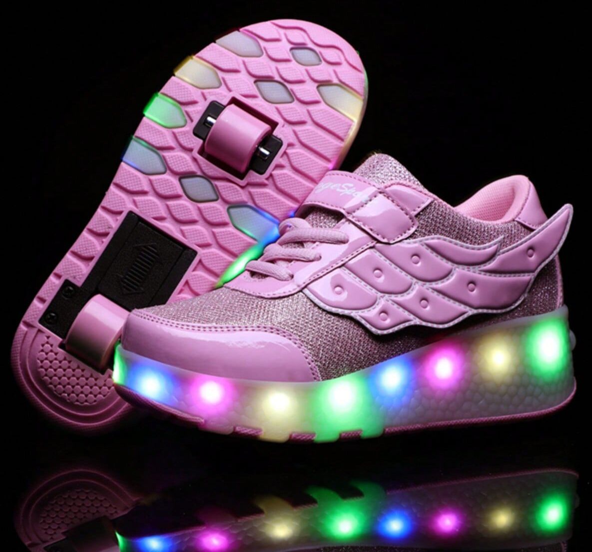 SHEIN Kids Outdoor Sports Shoes, Fashionable And Casual, Double Wheel Roller Skating Shoes, Usb Chargeable, Cool Light-Up Shell, Retractable And Removable Roller Skates Pink EUR34,EUR35,EUR36,EUR37,EUR38,EUR39,EUR40,EUR27,EUR28,EUR29,EUR30,EUR31,EUR32,EUR